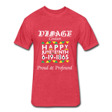 D'IMAG'E Couture Men's Happy Juneteenth Fitted Cotton/Poly T-Shirt by Next Level - heather red