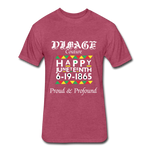 D'IMAG'E Couture Men's Happy Juneteenth Fitted Cotton/Poly T-Shirt by Next Level - heather burgundy