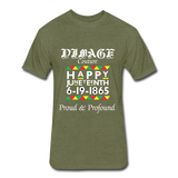 D'IMAG'E Couture Men's Happy Juneteenth Fitted Cotton/Poly T-Shirt by Next Level - heather military green