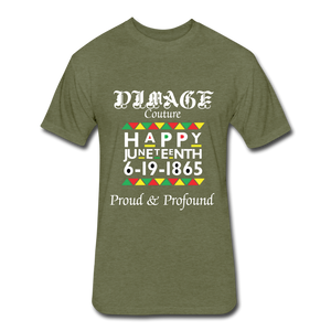 D'IMAG'E Couture Men's Happy Juneteenth Fitted Cotton/Poly T-Shirt by Next Level - heather military green