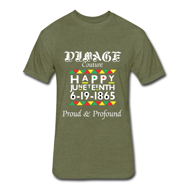 D'IMAG'E Couture Men's Happy Juneteenth Fitted Cotton/Poly T-Shirt by Next Level - heather military green