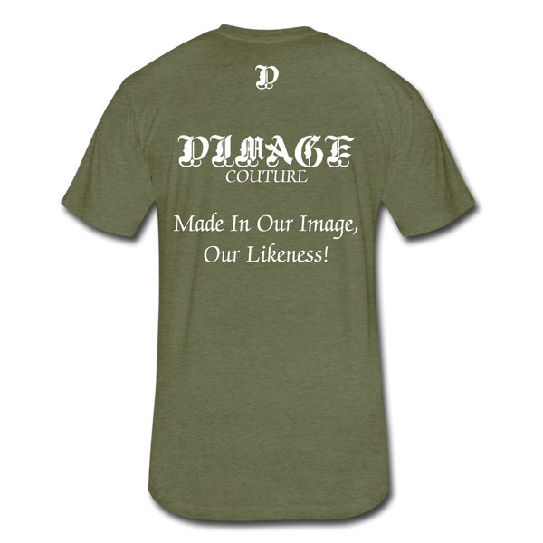 D'IMAG'E Couture Men's Happy Juneteenth Fitted Cotton/Poly T-Shirt by Next Level - heather military green