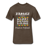 D'IMAG'E Couture Men's Happy Juneteenth Fitted Cotton/Poly T-Shirt by Next Level - heather espresso