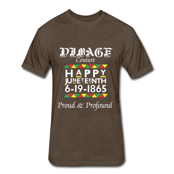 D'IMAG'E Couture Men's Happy Juneteenth Fitted Cotton/Poly T-Shirt by Next Level - heather espresso