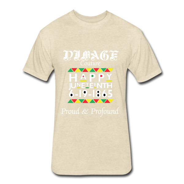 D'IMAG'E Couture Men's Happy Juneteenth Fitted Cotton/Poly T-Shirt by Next Level - heather cream