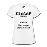 D'IMAG'E Femme Queen Mother Women's V-Neck T-Shirt - white