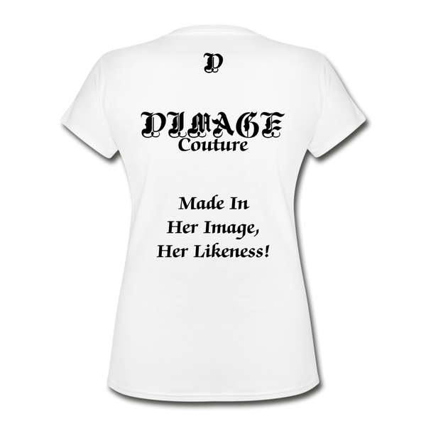 D'IMAG'E Femme Queen Mother Women's V-Neck T-Shirt - white