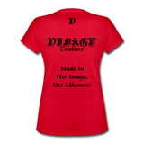 D'IMAG'E Femme Queen Mother Women's V-Neck T-Shirt - red