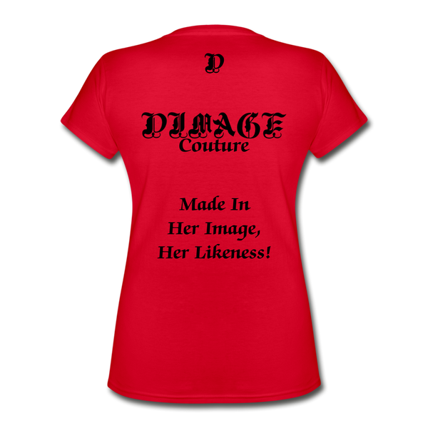 D'IMAG'E Femme Queen Mother Women's V-Neck T-Shirt - red