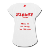 D'IMAG'E Femme Juneteenth Women's Roll Cuff T-Shirt - white