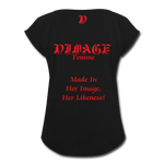 D'IMAG'E Femme Juneteenth Women's Roll Cuff T-Shirt - black