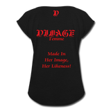 D'IMAG'E Femme Juneteenth Women's Roll Cuff T-Shirt - black