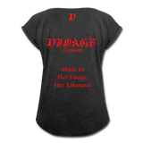 D'IMAG'E Femme Juneteenth Women's Roll Cuff T-Shirt - heather black