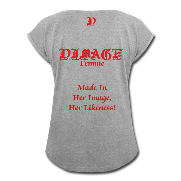 D'IMAG'E Femme Juneteenth Women's Roll Cuff T-Shirt - heather gray