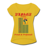 D'IMAG'E Femme Juneteenth Women's Roll Cuff T-Shirt - mustard yellow