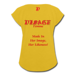 D'IMAG'E Femme Juneteenth Women's Roll Cuff T-Shirt - mustard yellow