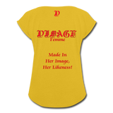 D'IMAG'E Femme Juneteenth Women's Roll Cuff T-Shirt - mustard yellow