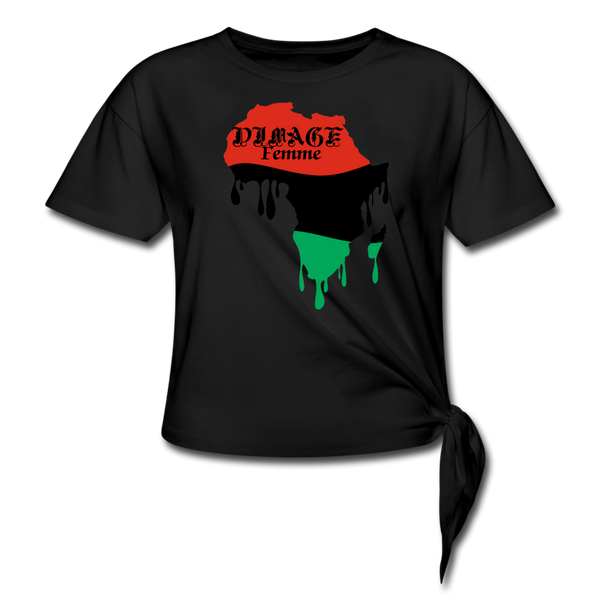 D'IMAG'E Femme African Drip Twist T-Shirt - black