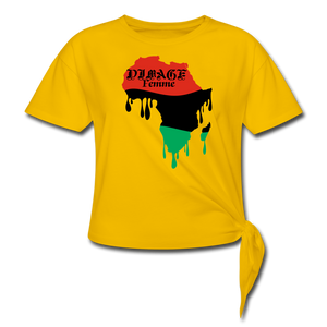 D'IMAG'E Femme African Drip Twist T-Shirt - sun yellow