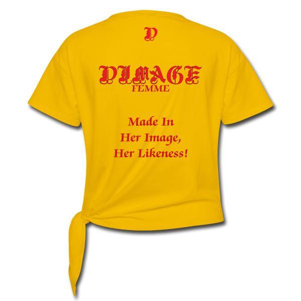 D'IMAG'E Femme African Drip Twist T-Shirt - sun yellow