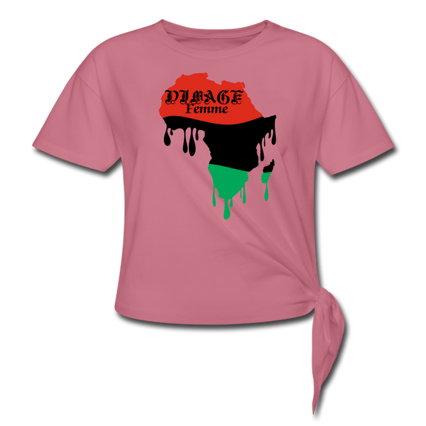 D'IMAG'E Femme African Drip Twist T-Shirt - mauve