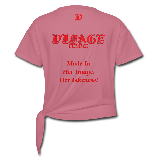 D'IMAG'E Femme African Drip Twist T-Shirt - mauve