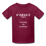 D'IMAG'E Legacy Wordmark & Slogan Youth T-Shirt - burgundy