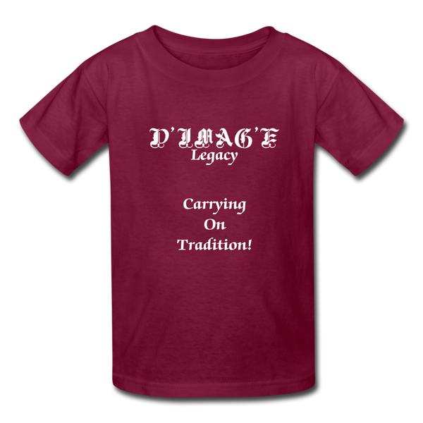 D'IMAG'E Legacy Wordmark & Slogan Youth T-Shirt - burgundy