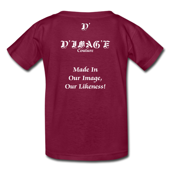 D'IMAG'E Legacy Wordmark & Slogan Youth T-Shirt - burgundy