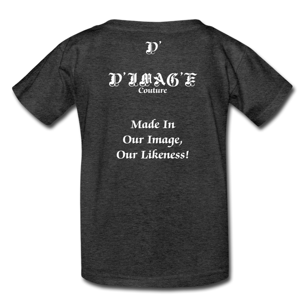 D'IMAG'E Legacy Wordmark & Slogan Youth T-Shirt - heather black