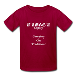 D'IMAG'E Legacy Wordmark & Slogan Youth T-Shirt - dark red