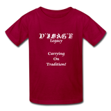 D'IMAG'E Legacy Wordmark & Slogan Youth T-Shirt - dark red