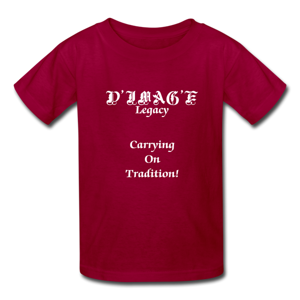 D'IMAG'E Legacy Wordmark & Slogan Youth T-Shirt - dark red