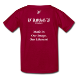 D'IMAG'E Legacy Wordmark & Slogan Youth T-Shirt - dark red