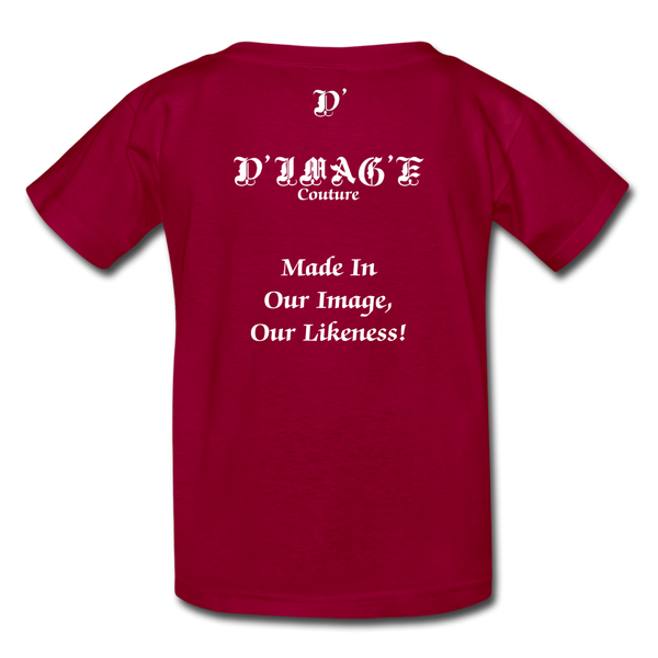 D'IMAG'E Legacy Wordmark & Slogan Youth T-Shirt - dark red