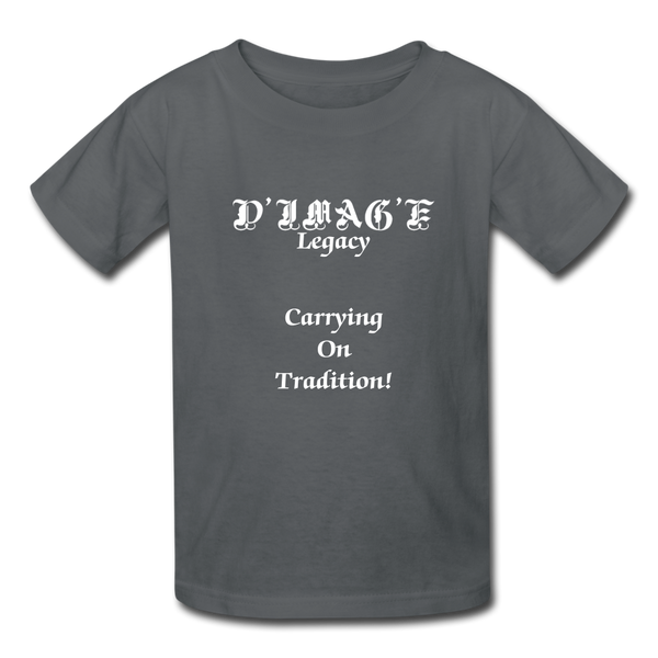 D'IMAG'E Legacy Wordmark & Slogan Youth T-Shirt - charcoal