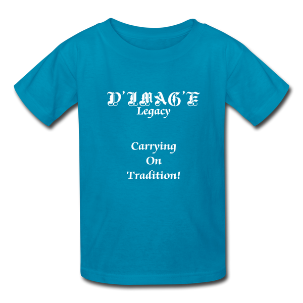 D'IMAG'E Legacy Wordmark & Slogan Youth T-Shirt - turquoise