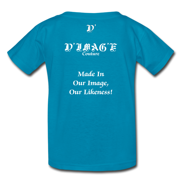 D'IMAG'E Legacy Wordmark & Slogan Youth T-Shirt - turquoise