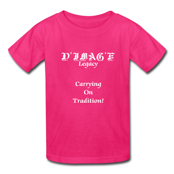 D'IMAG'E Legacy Wordmark & Slogan Youth T-Shirt - fuchsia