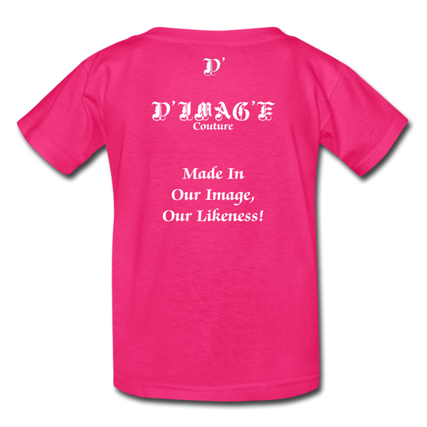 D'IMAG'E Legacy Wordmark & Slogan Youth T-Shirt - fuchsia