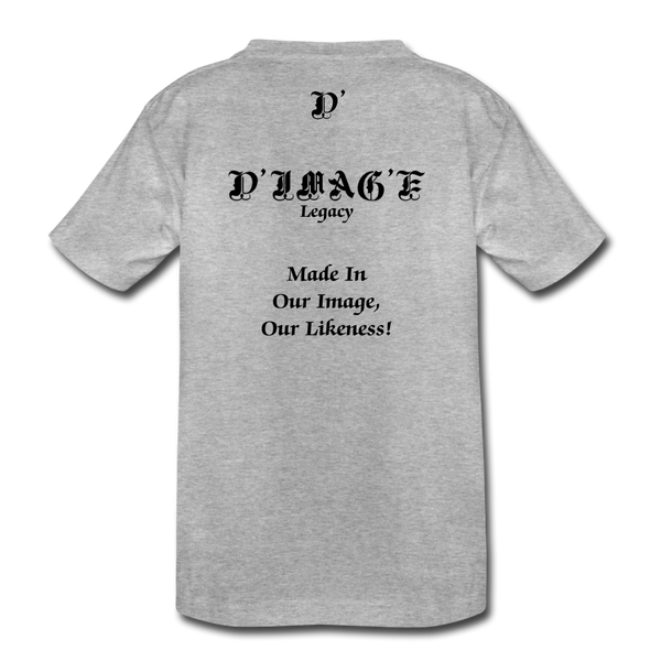 D'IMAG'E Legacy Wordmark & Slogan Youth Premium T-Shirt - heather gray