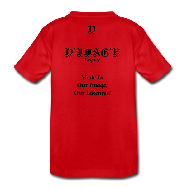 D'IMAG'E Legacy Wordmark & Slogan Youth Premium T-Shirt - red