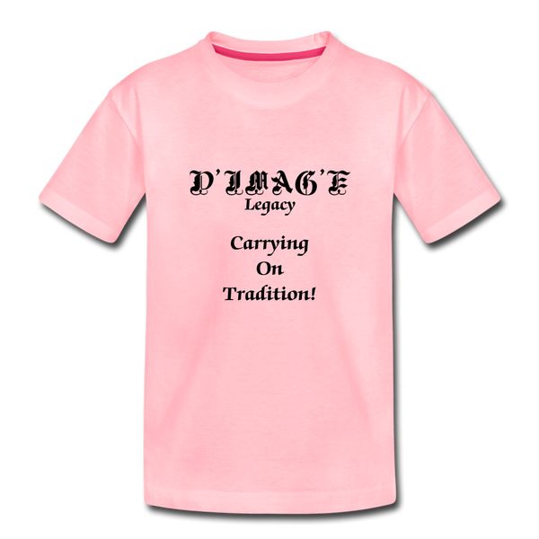 D'IMAG'E Legacy Wordmark & Slogan Youth Premium T-Shirt - pink