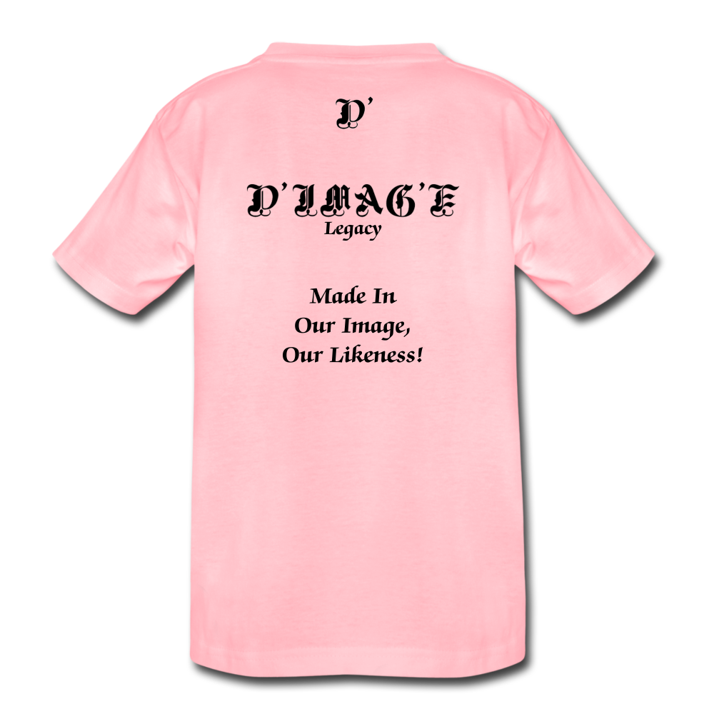 D'IMAG'E Legacy Wordmark & Slogan Youth Premium T-Shirt - pink