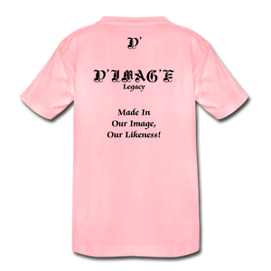 D'IMAG'E Legacy Wordmark & Slogan Youth Premium T-Shirt - pink