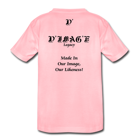 D'IMAG'E Legacy Wordmark & Slogan Youth Premium T-Shirt - pink