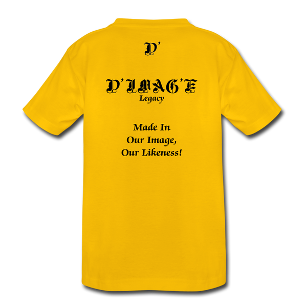 D'IMAG'E Legacy Wordmark & Slogan Youth Premium T-Shirt - sun yellow