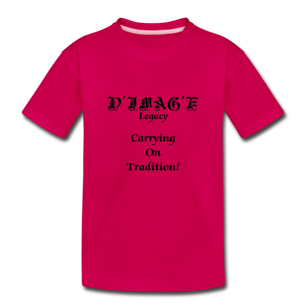 D'IMAG'E Legacy Wordmark & Slogan Youth Premium T-Shirt - dark pink