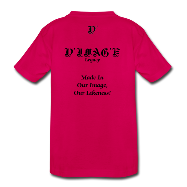 D'IMAG'E Legacy Wordmark & Slogan Youth Premium T-Shirt - dark pink