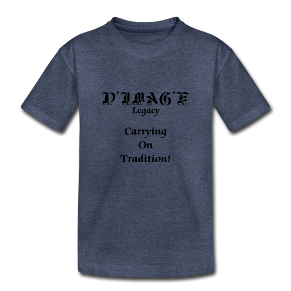 D'IMAG'E Legacy Wordmark & Slogan Youth Premium T-Shirt - heather blue